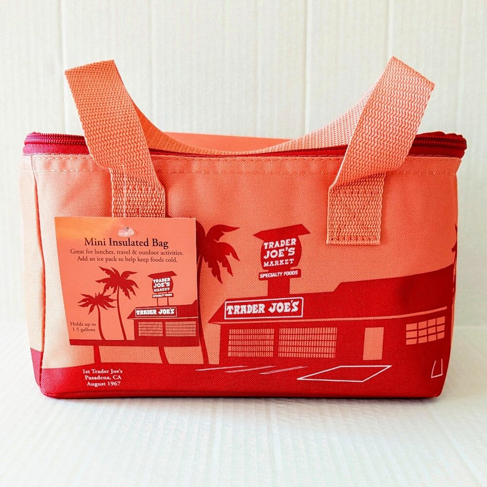 *NEW* TRADER JOES Mini Insulated Tote Bag Coral HURRY! LIMITED EDITION!! NWT